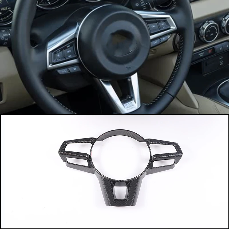 

True carbon fiber Steering wheel button decorative panel frame For Mazda MX-5 ND 2016+ car Interior accessories