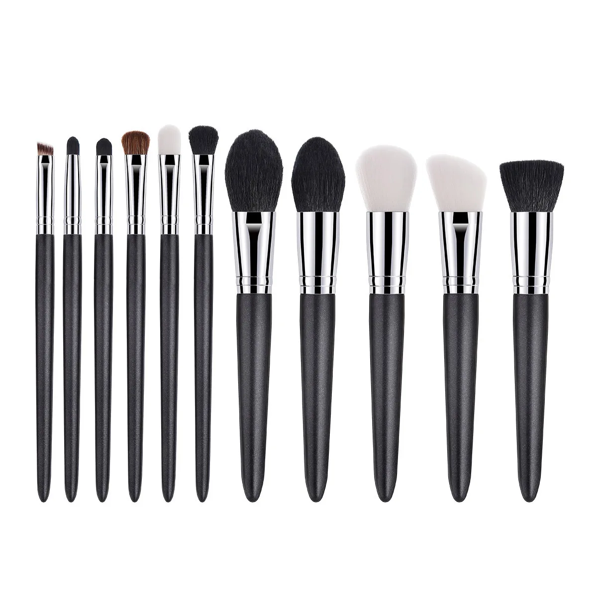 11Pcs Professional Makeup Brush Set Goat Hair Wooden Handle Face Powder Blush Eye Shadows Cosmetics Women Makeup