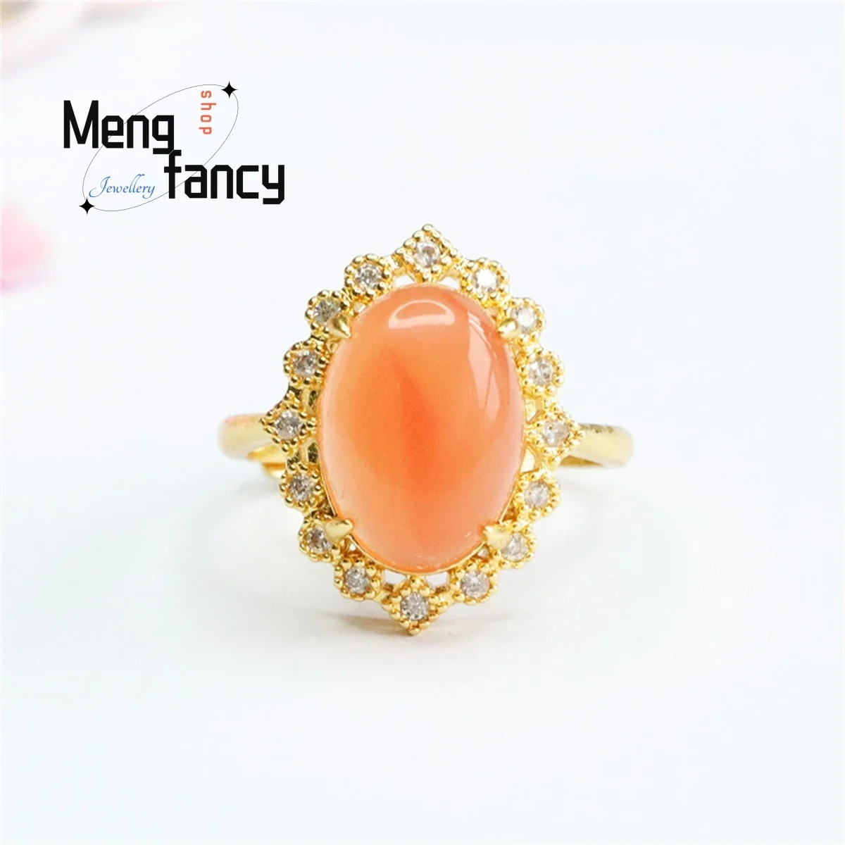 

Natural Salt Source Agate Pigeon Egg Starlight Dot Ring Simple Generous Personalized Fashion Versatile Exquisite Luxury Jewelry