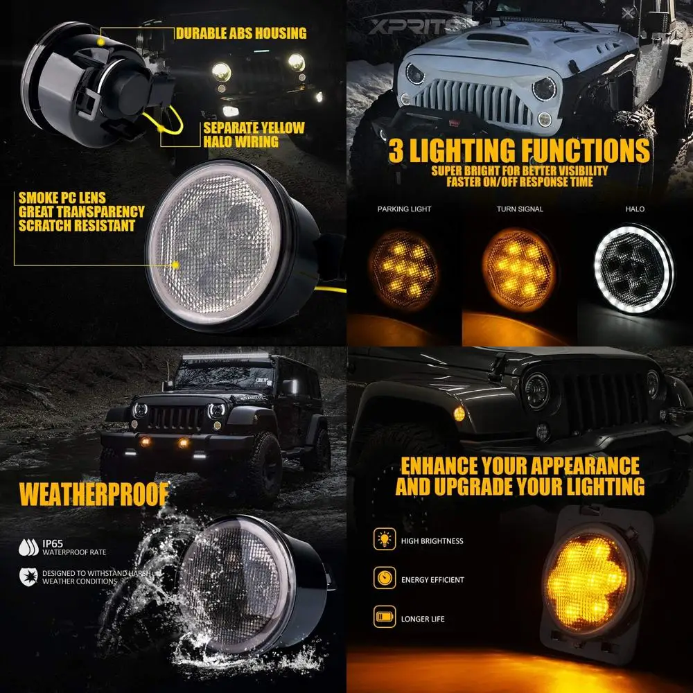 

Белые светодиодные указатели поворота DRL Halo с дымчатыми линзами для Jeep Wrangler JK и Unlimited 2007-2018 гг.