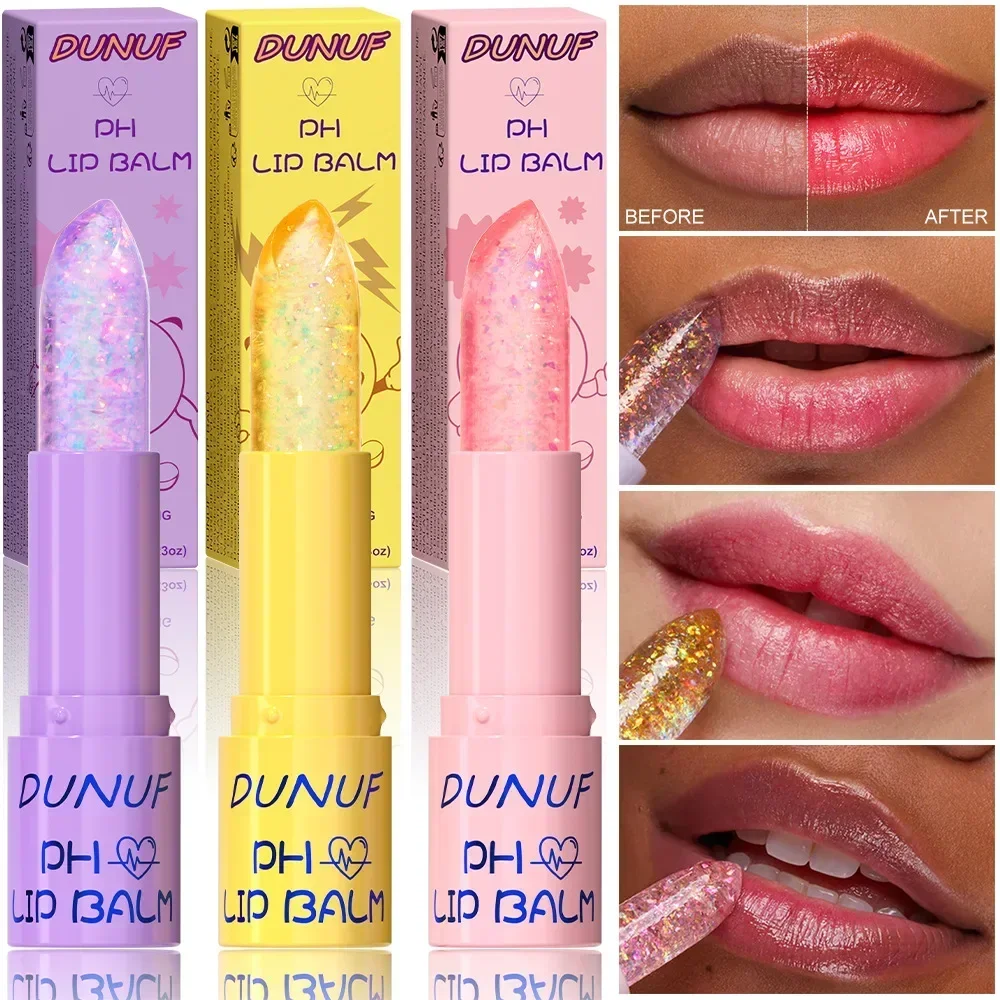 DUNUF Ph Lip Balm Natural Flower Balm Lip Stain Lipstick Makeup Crystal Jelly Lipstick Long Lasting Lip Balm Lips Moisturizer