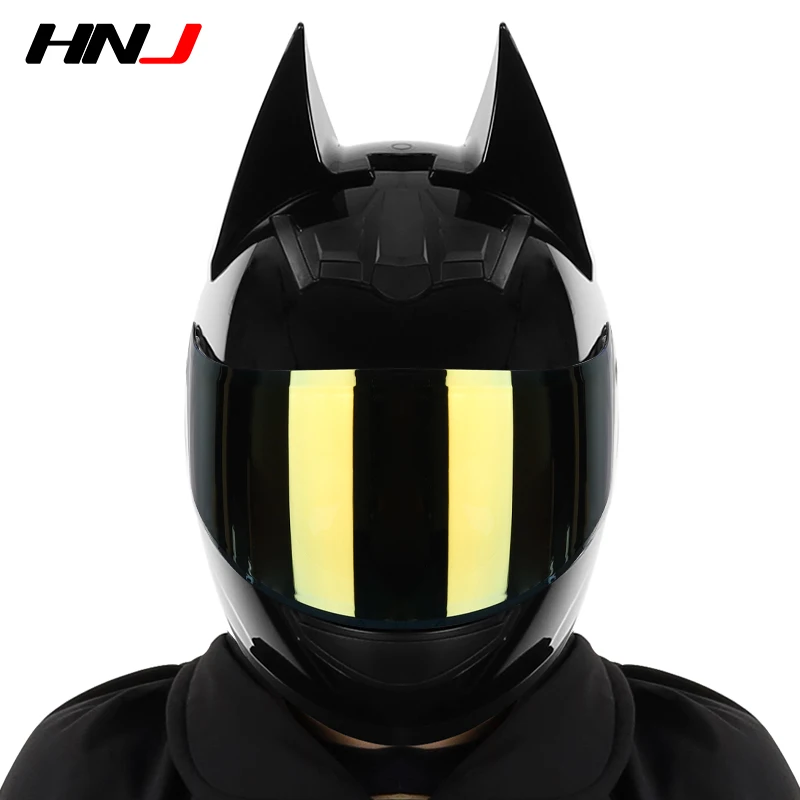 For Batman Knight Helmet Electric Motorcycle Men and Women Personality Cool Full Helmet Sunshade Anti-fog Horn Helmet