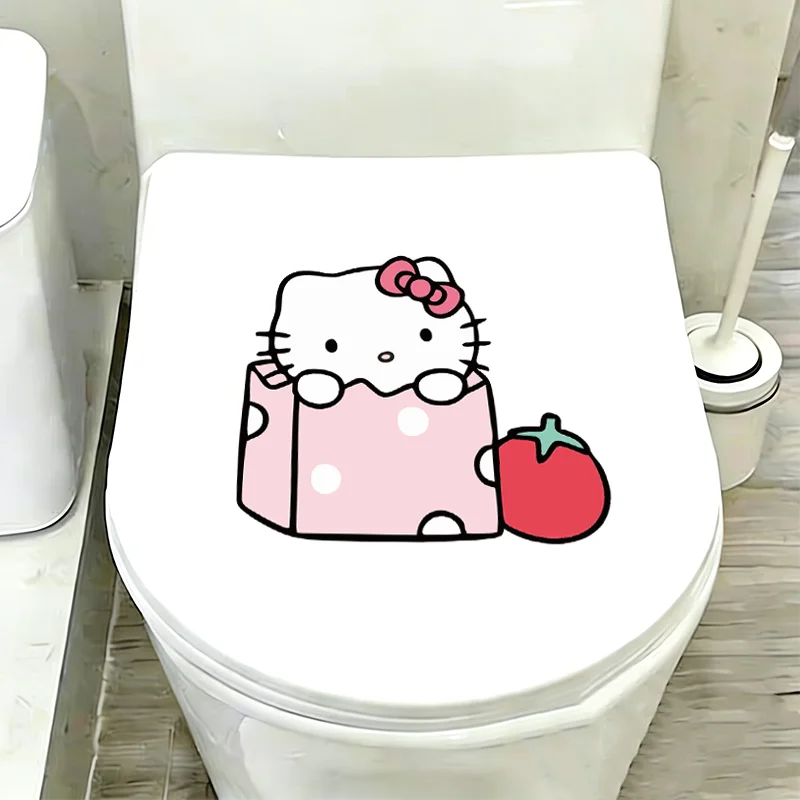 Sanrio Fashion Toilet Stickers, Waterproof PVC UV Printing Technology, DIY Decor for Toilet Glass Door and Suitcase view 3