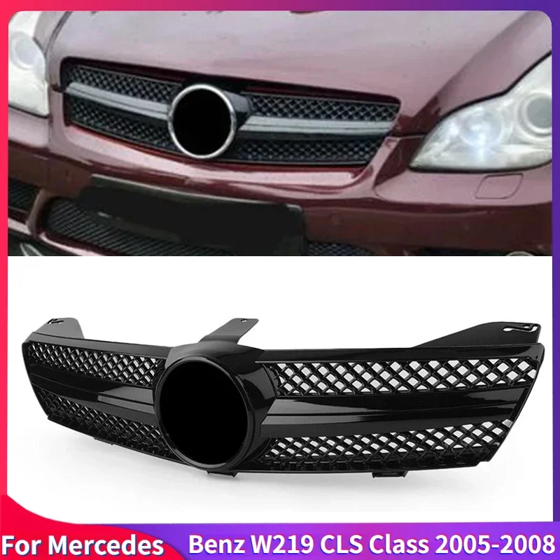 For Mercedes Benz W219 CLS Class CLS350 CLS500 SLS600 2005 2006 2007 2008 AMG Style Front Grille Grill Upper Bumper Hood Mesh