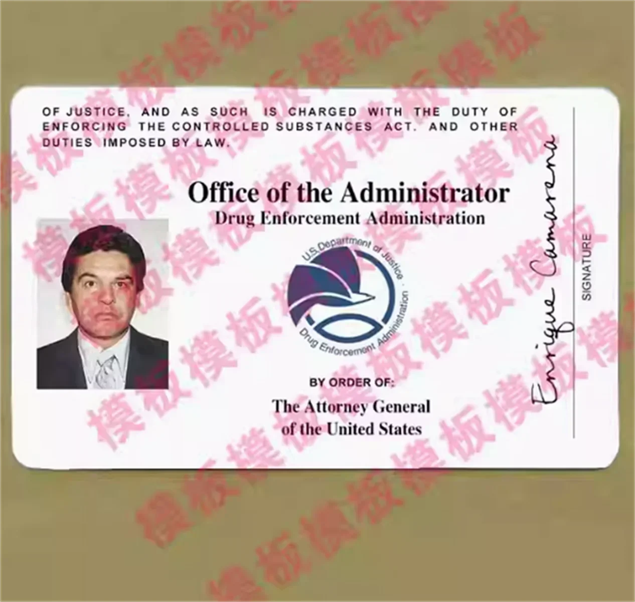 

US DEA Identity COS Card Movie Prop Card Customizable