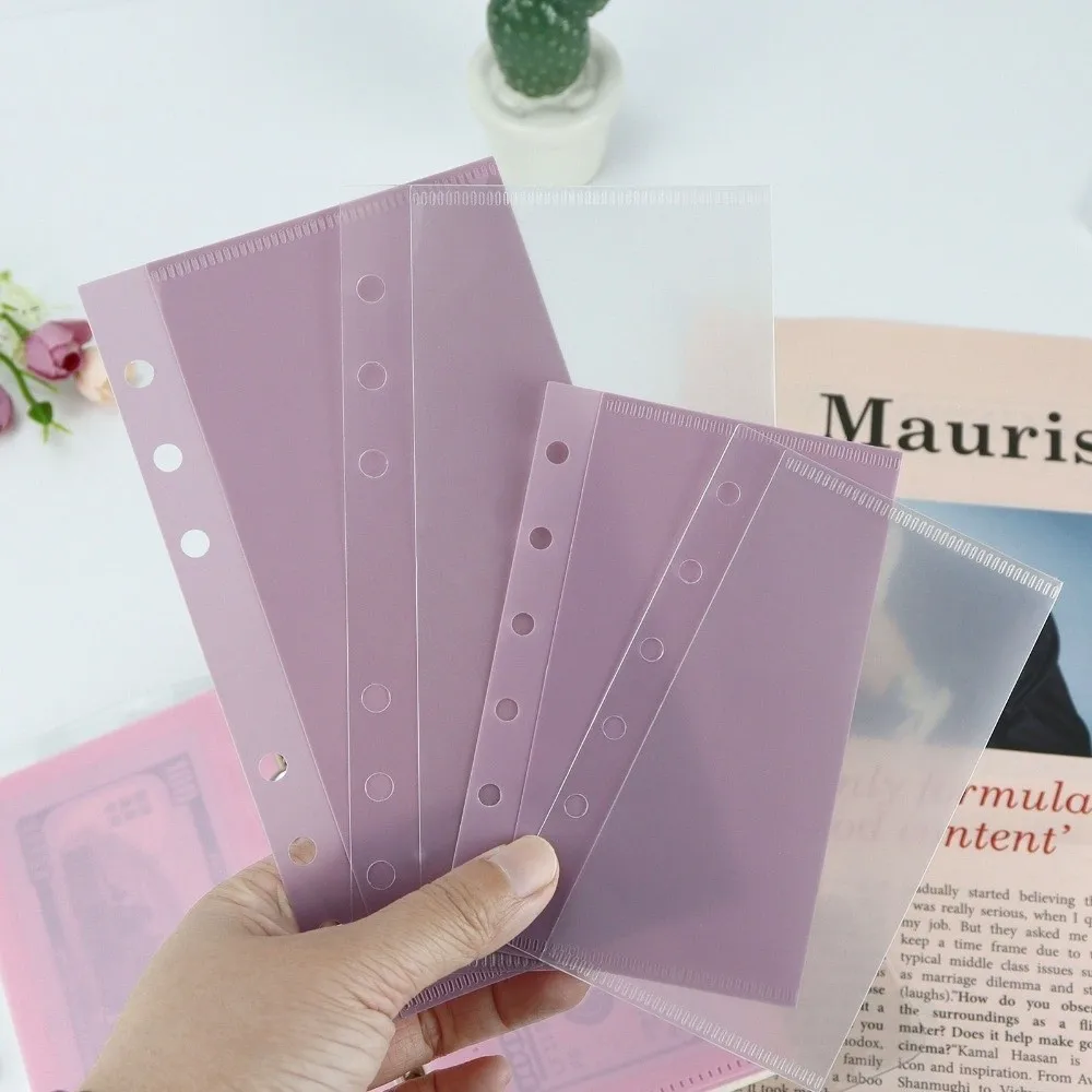 5pcs PP 6 Hole Budget Binder Pockets A6/A7 Waterproof Loose Leaf Refill Sleeves Transparent Binder Insert Pouch Students