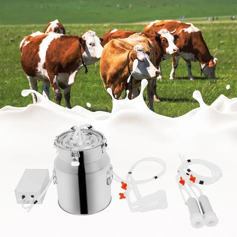 Milking Machine Goat Electric Milking Machine 14 L 3.7 Gal Pulsation Vacuum Electric Milking Machine with Milk Linings with
