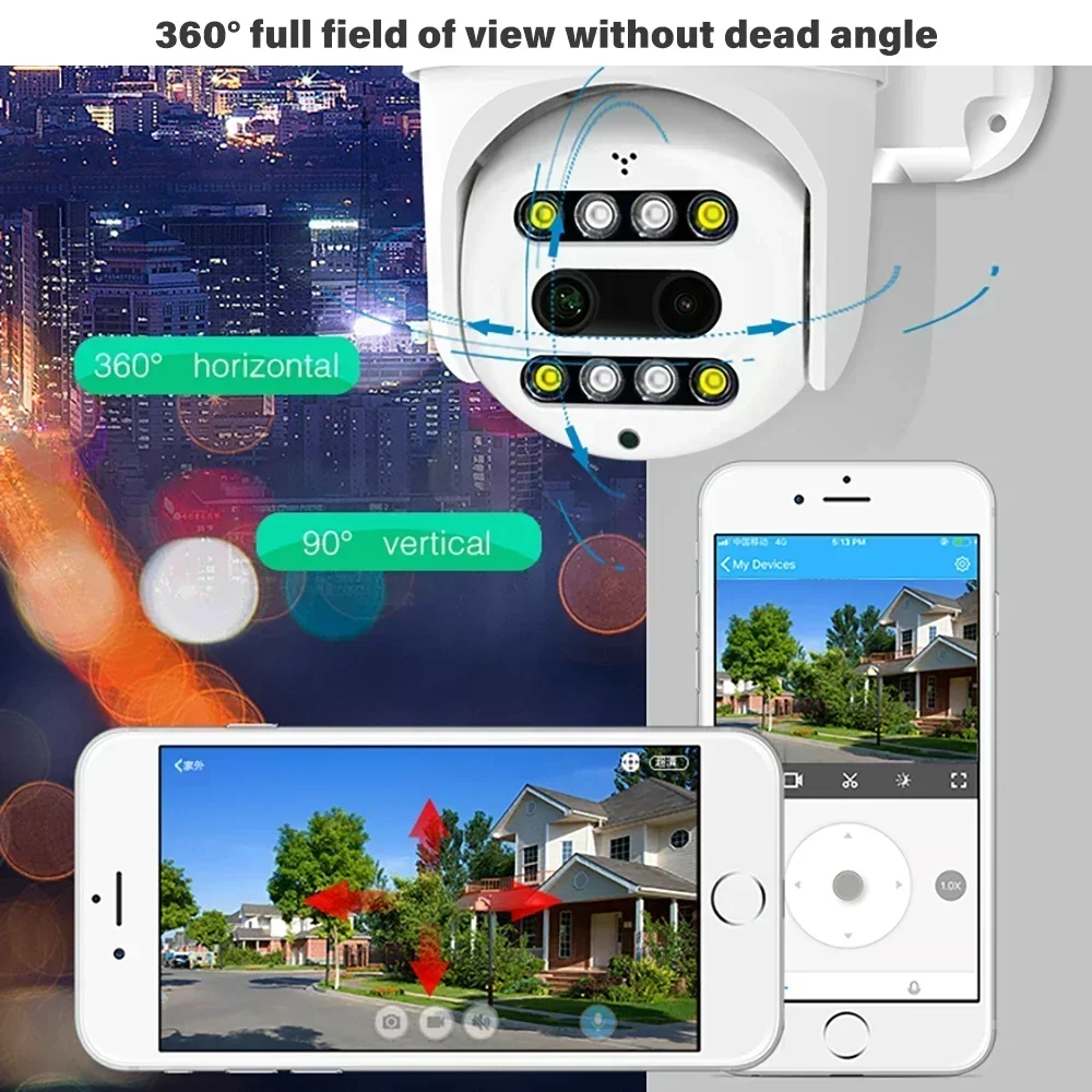 กล้องวงจรปิด PEGATAH NEW 4MP 2K Wifi สำหรับภายนอกอาคาร เลนส์คู่ ซูม 10 เท่า พร้อม AI ติดตาม ภาพสีกลางคืน กล้อง IP สำหรับการเฝ้าระวัง