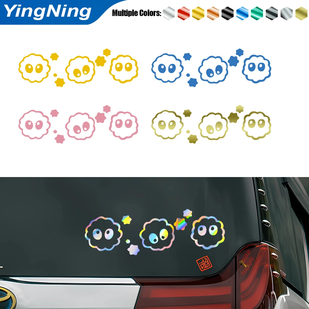 

Cute Anime Soot Sprites Car Sticker Kawaii JDM Vinyl Decal for Window Bumper Laptop Waterproof Reflected Laser Auto Accessories