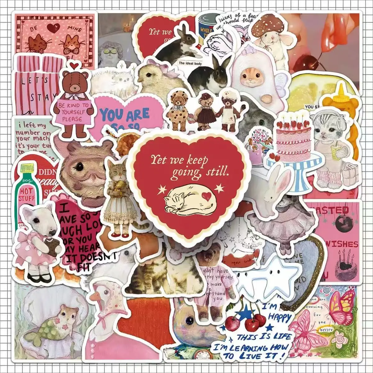 10/50 قطعة INS نمط الرجعية نمط الكرتون الكتابة على الجدران ملصقات DIY بها بنفسك الهاتف سيارة دراجة سكيت Vintage الديكور الجمالي الشارات