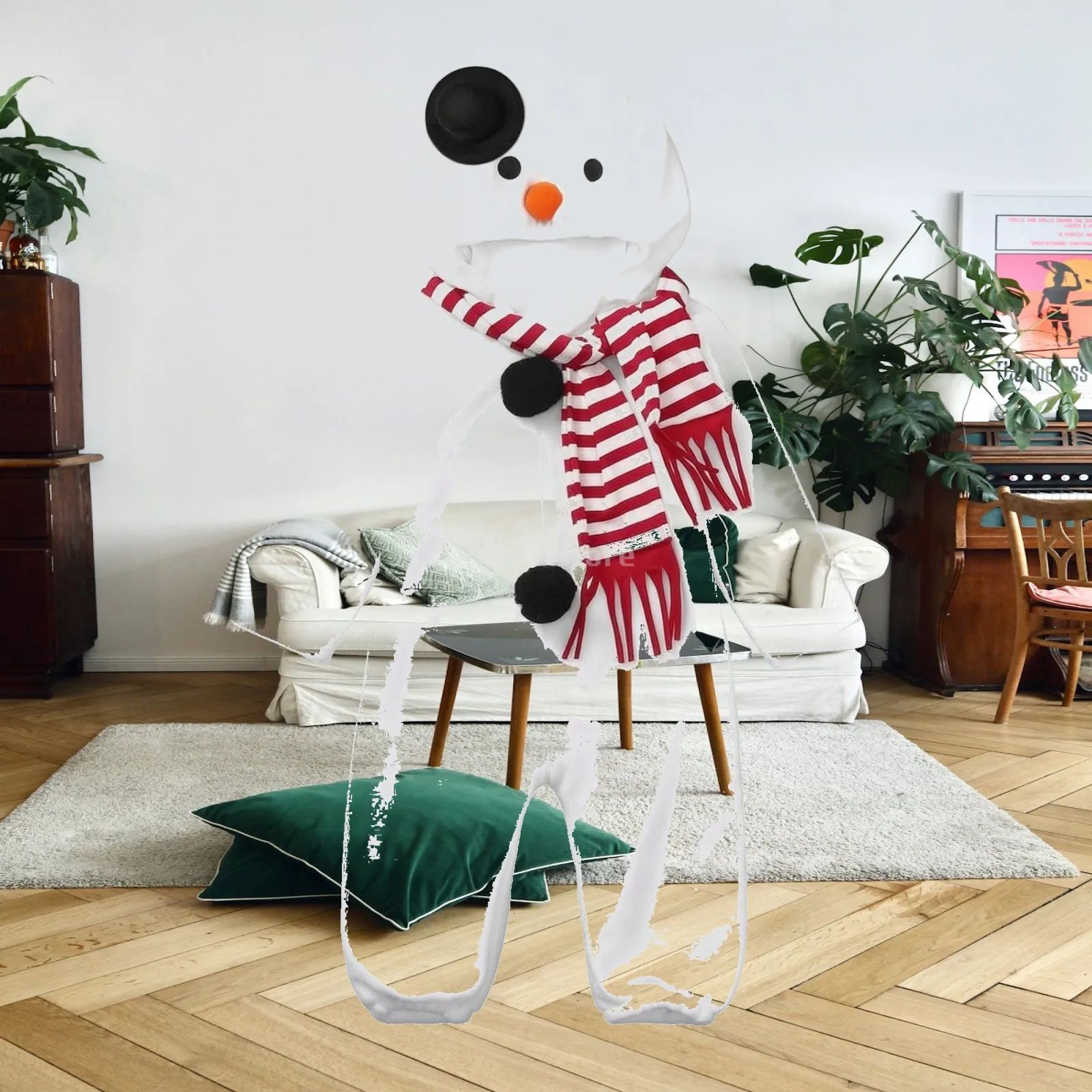 Kids Funny Snowman Hooded Romper Fleece Jumpsuit Christmas Pajamas Full Zip with Scarf for Boys Girls Cold Night