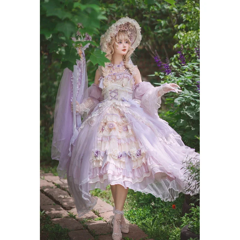 Vestito Lolita da tè per ragazze giapponesi Harajuku Court splendido abito Jsk da principessa Lolita Vintage in chiffon