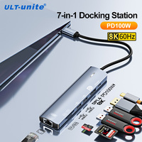 7-In-1 USB to DP Adapter Docking Station Dongle Multiport Type C HUB with Displayport,PD100W, Ethernet, 2 USB Ports, SD/TF