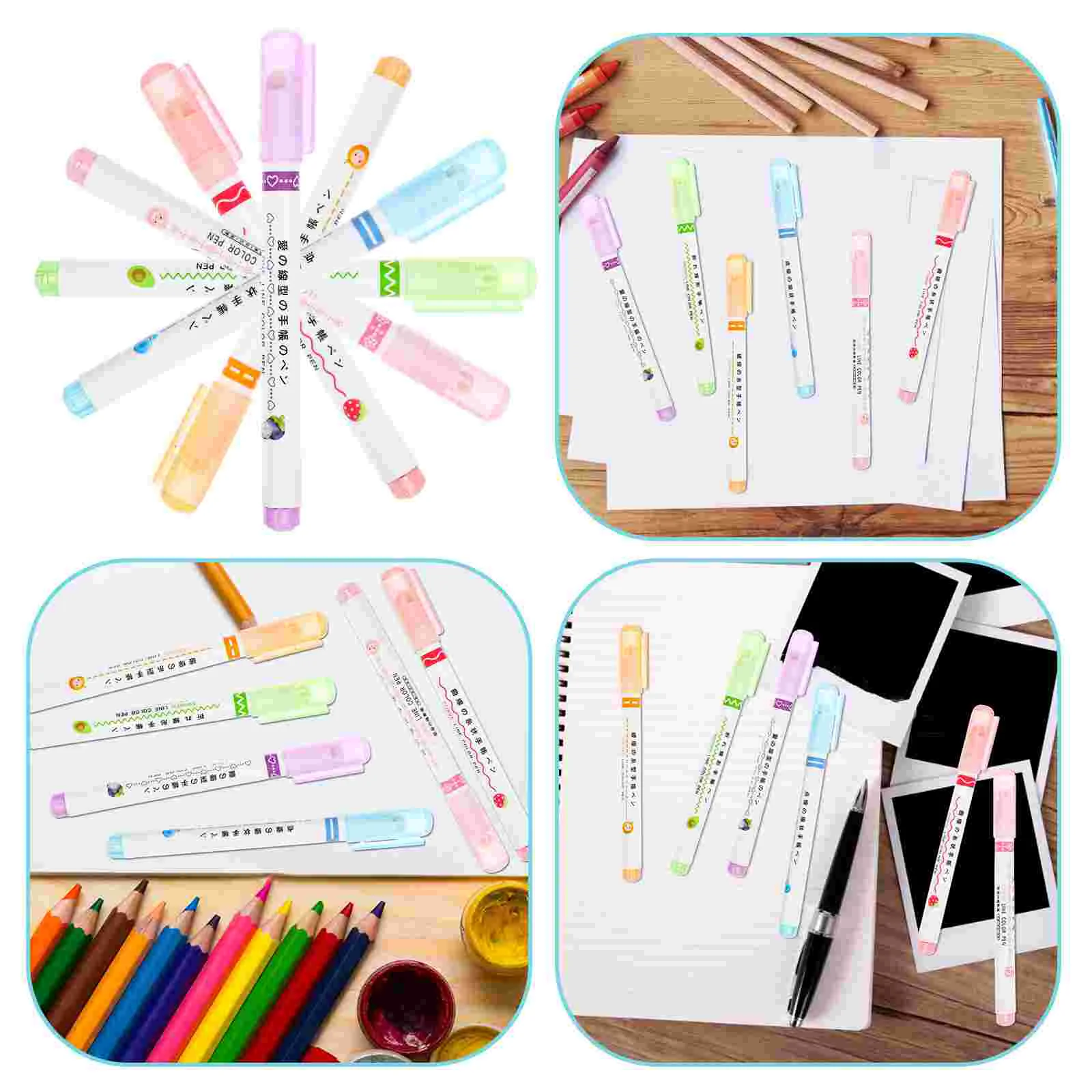 

6 Pcs Curve Highlighter Set Note Marking Pens Highlighters for Office Colorful Marker Reading Study