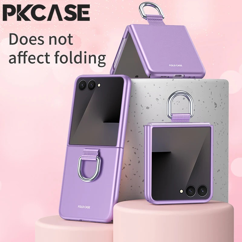 PKCASE Stoßfeste Handyhülle mit Ringverschluss und Hautgefühl für Samsung Galaxy Z Flip 8 7 6 5 4 3 Fingerclip-Hülle