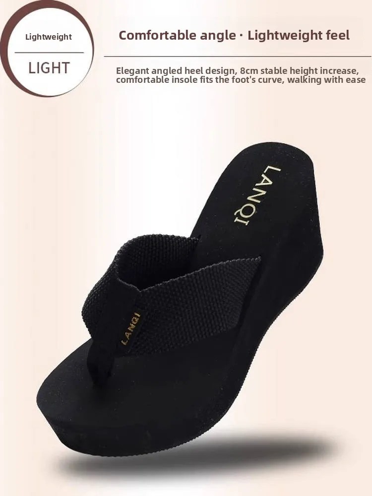 

Ele женские летние нескользящие тапочки-стринги на каблуке, модный наклонный каблук, массивный каблук, верхняя одежда, милая плоская обувь на плоской подошве...