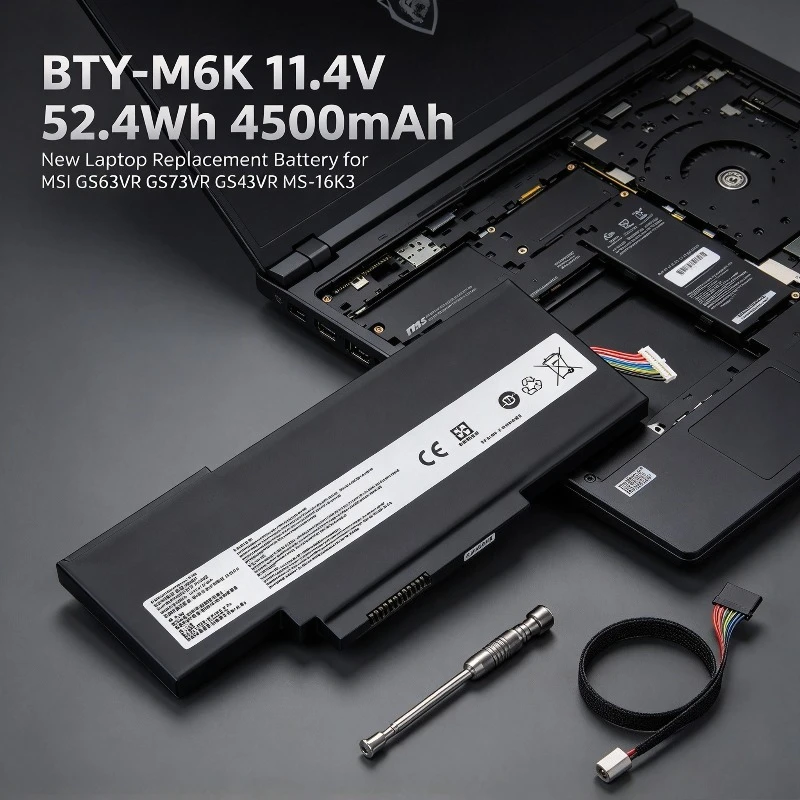 BTY-M6K 11.4V 52.4Wh 4500mAh New Laptop Replacement Battery for MSI GS63VR GS73VR GS43VR MS-16K3