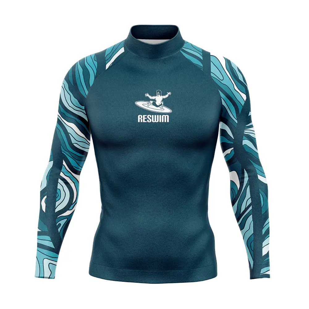 

2024 Mens Rash Guard Surfing Diving Swimsuit Beach UV Protection Swimwear Long Sleeve Tight Shirt Swimming T-shirt GYM Rashguard