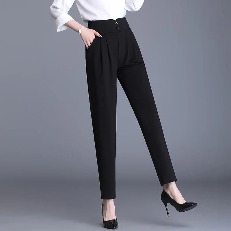 High-Qualit New Black Harlan Pants Women's Spring and Autumn Slim Pants Radish Crop Pants High Waist  Casual Plus Size Pants 4XL