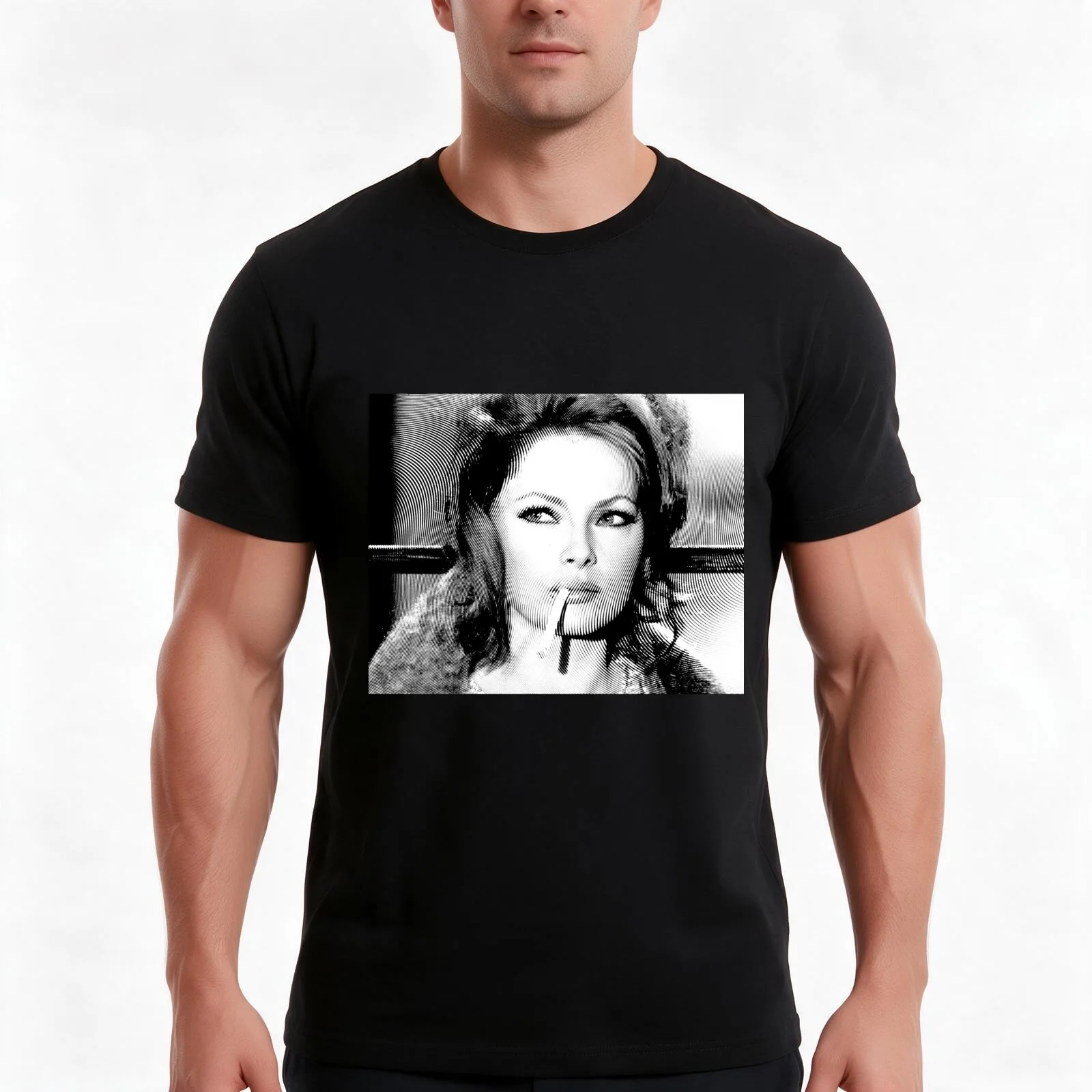 Iconic Lisi - Black And White Portrait (Linocut) T-Shirt Summer Casual Cotton Tee Oversized Streetwear Tops Unisex Men Women