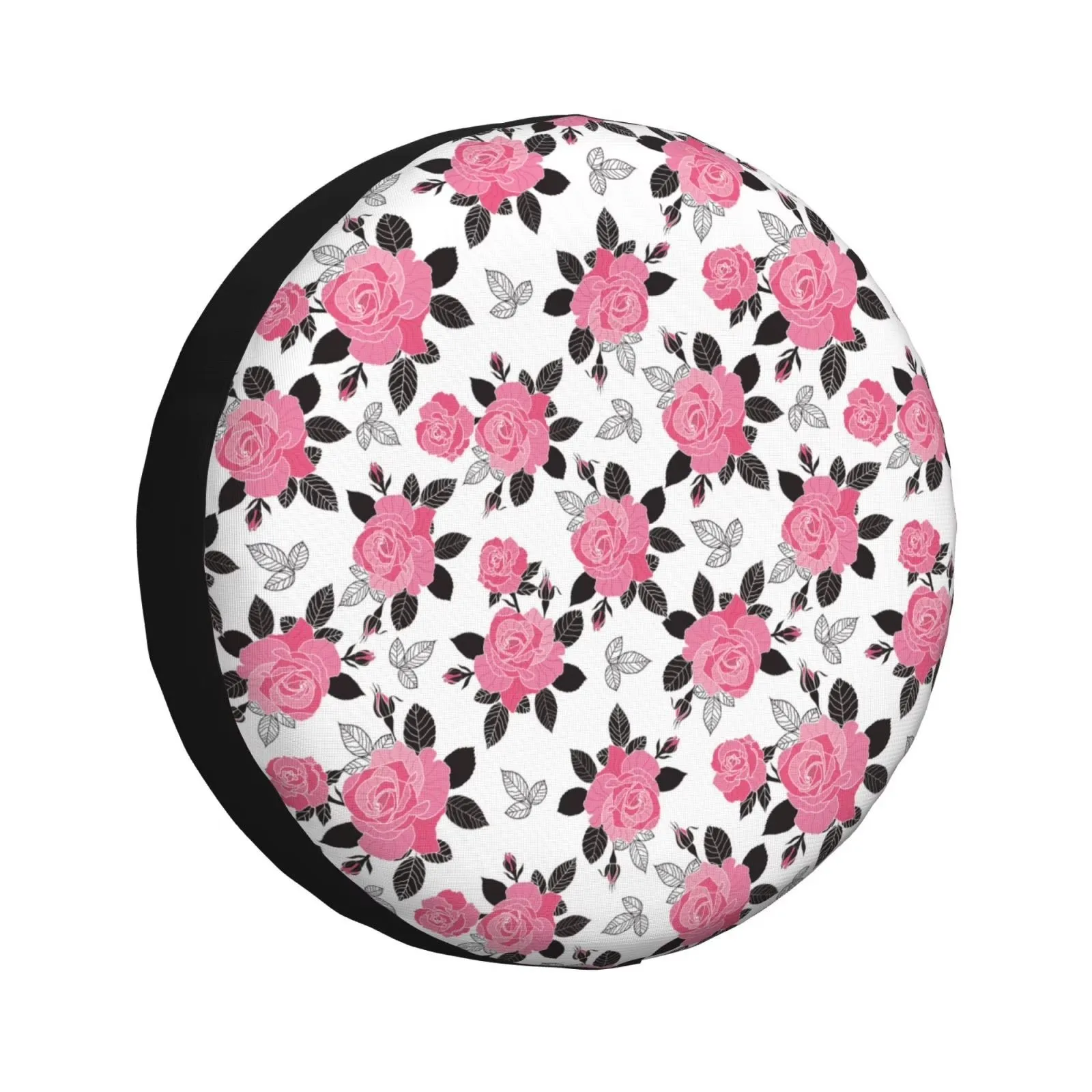 

Pink Rose Floral Tire Cover Waterproof Dustproof Protector for SUV Truck Van