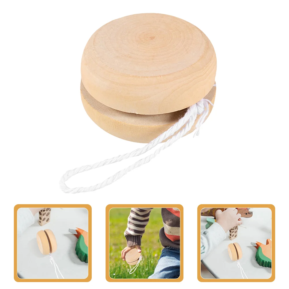 4 Pcs Toy Yo-Yo Unfinished Balls Cognitive Playthings Blank Wooden Graffiti Khaki Toddlers