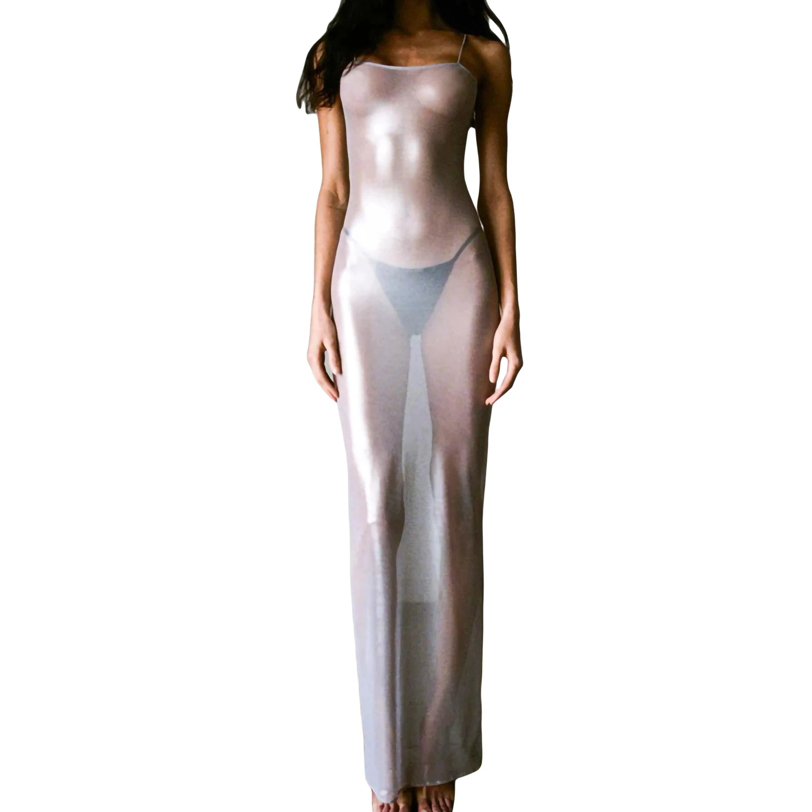 Robe de plage transparente à bretelles spaghetti pour femmes, couvertures de bikini sexy et audacieuses, été