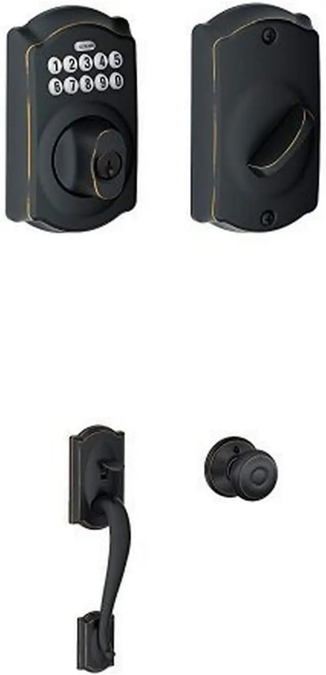 BE365VCAM716ot Keypad Deadbolt + Handleset, Aged Bronze