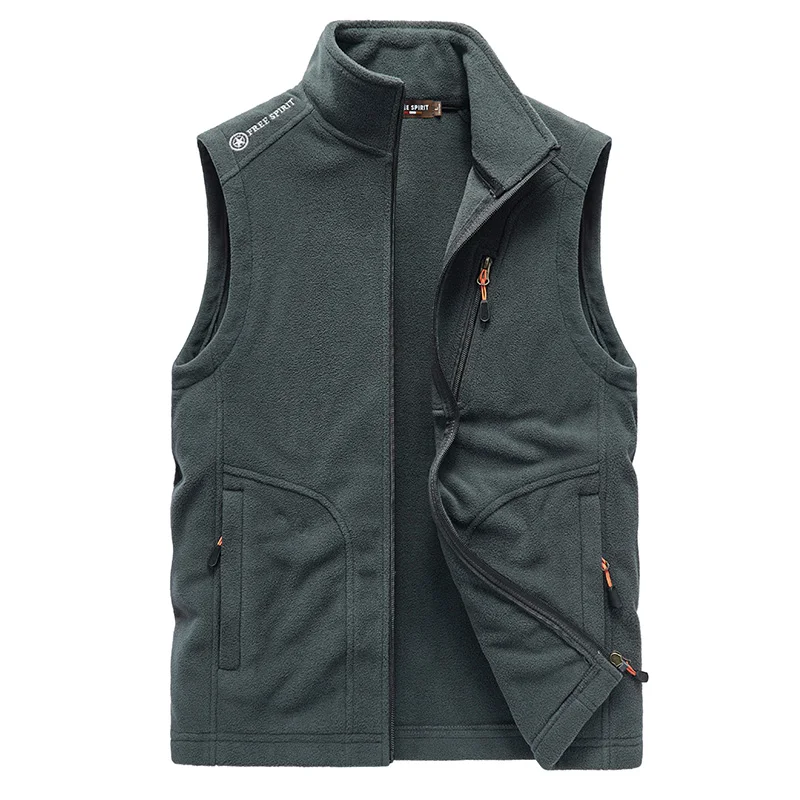 New Autumn Men Thick Warm Vest Winter Men Solid Stand Collar Polar Fleece Sleeveless Vest Jacket Outdoor Sports Waistcoat Male