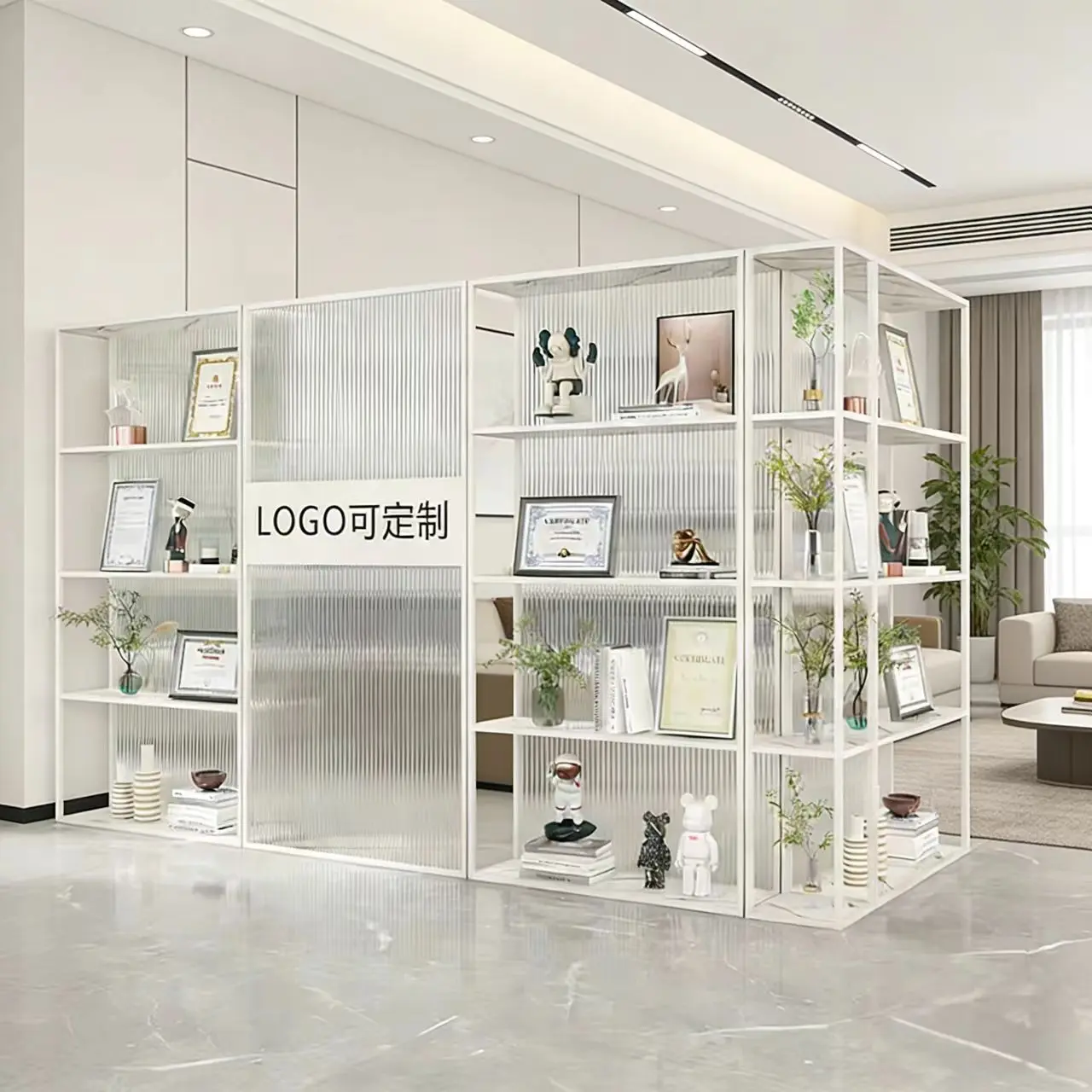 Company front desk medal rack screen door porch cabinet office entry Changhong glass blocking partition