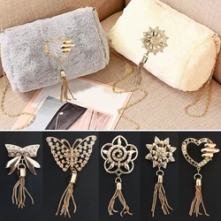 Metal Blasp Buckle Exquisite Bag Purse Hat Decor Buckles With Tassel Hardware Luxurious Golden DIY Leather Craft Accessory