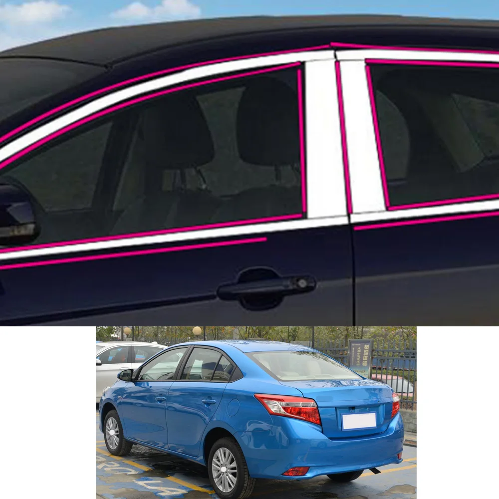 

For Toyota Vios/Yaris Sedan 2014 2015 2016 2017 2018 Car Sticker Garnish Pillar Window Middle Strip Trim Frame Hoods Parts
