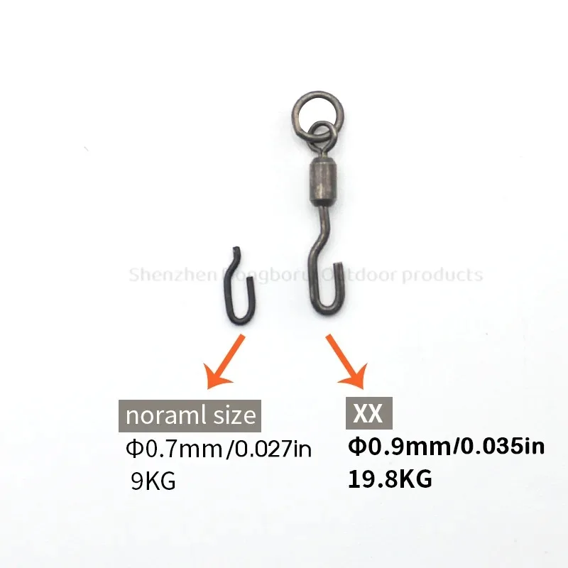 10 Uds. Accesorios de pesca de carpa anillo giratorio tamaño 11 Spinner giratorio 304 gancho de acero inoxidable Kicker tubo retráctil