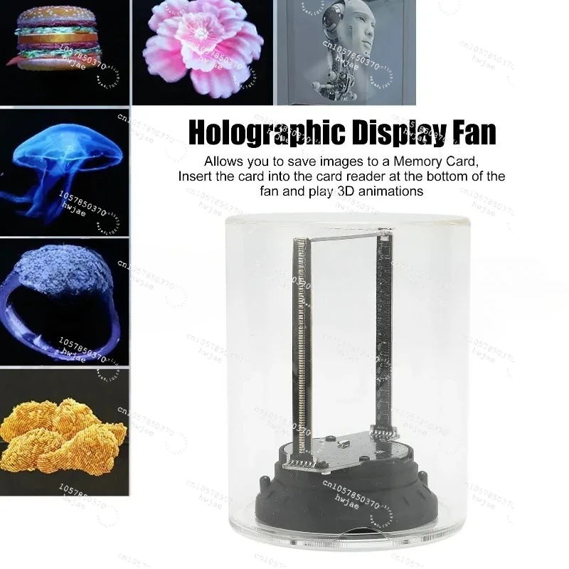 Holographic Advertising Display 160 LED Lightweight WiFi Control 3D Hologram Fan 3.9inch With Clear Cover