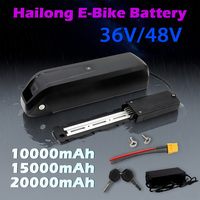 New Hailong EBike Battery 36V 48V 10Ah 15Ah 20Ah Mountain Bicycle 18650 Electric Bateria Pack for Bafang 1500W 1000W 750W 500W