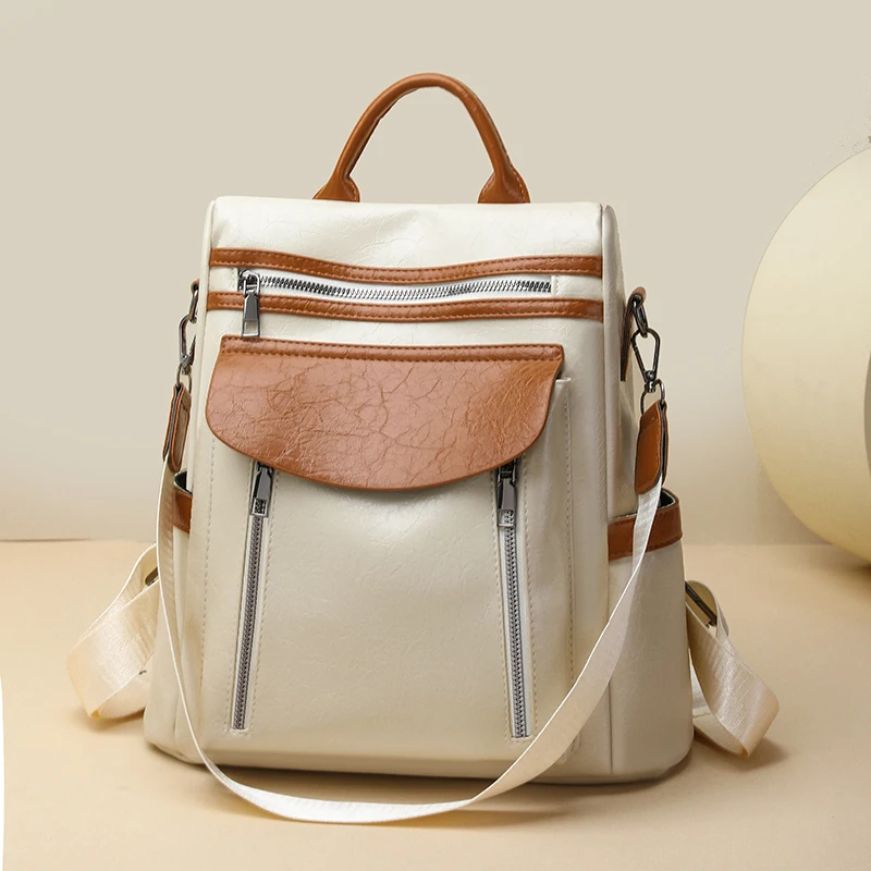 Повседневный рюкзак, женский рюкзак из мягкой искусственной кожи, женские сумки на плечо, дизайнерские рюкзаки большой вместимости для девочек, школьная сумка 2025