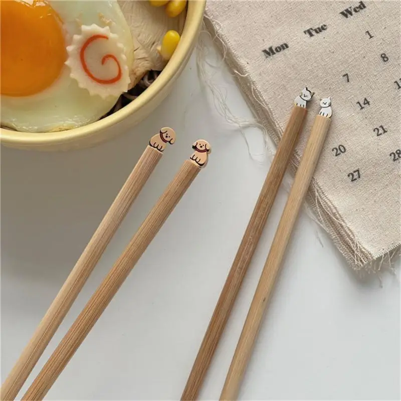 Couple Chopsticks Cartoon Dog Cat Household Bamboo Chopsticks Dining Bar Tableware Supplies