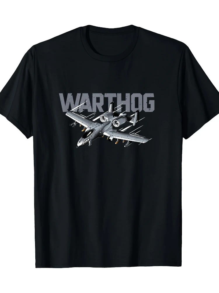 

A-10 Warthog Military Aircraft with "WARTHOG" and Airplane Design-100% cotton O-neck short-sleeved men's printed T-shirt.
