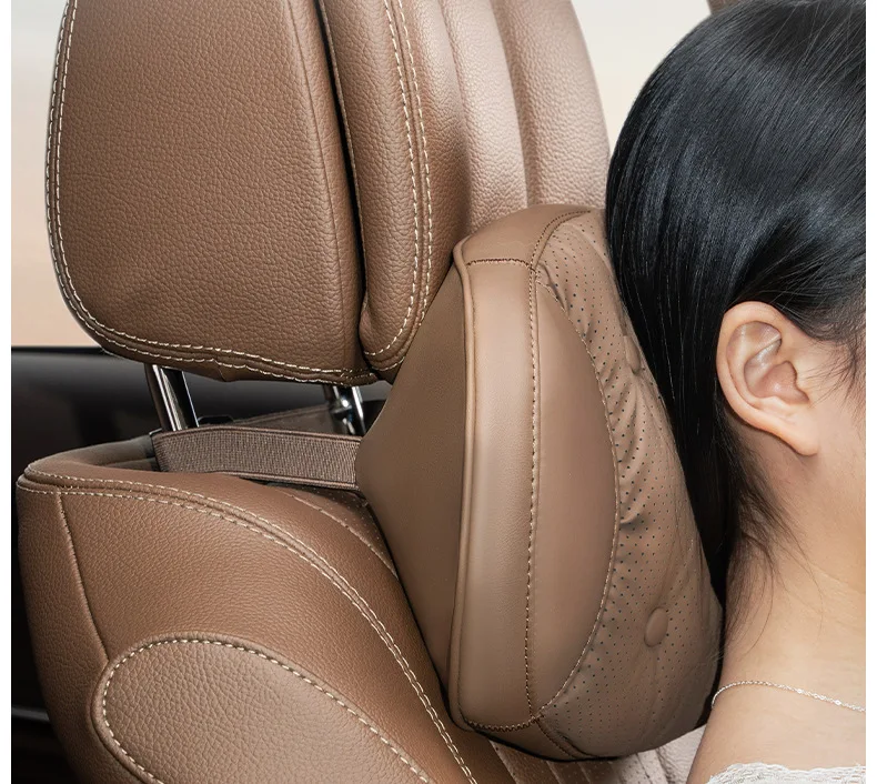 عالية الجودة العالمي سيارة مسند الرأس وسادة من اللاتكس مقعد السيارة الرقبة وسادة عالية الجودة الجلود تنفس كرسي داعم للفقرات القطنية وسادة السيارة