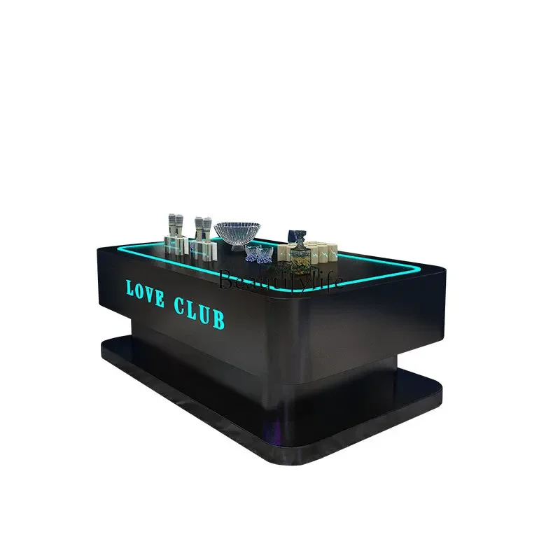 

13KTV special coffee table luminous stainless steel tempered glass card seat clear bar hall high-end table