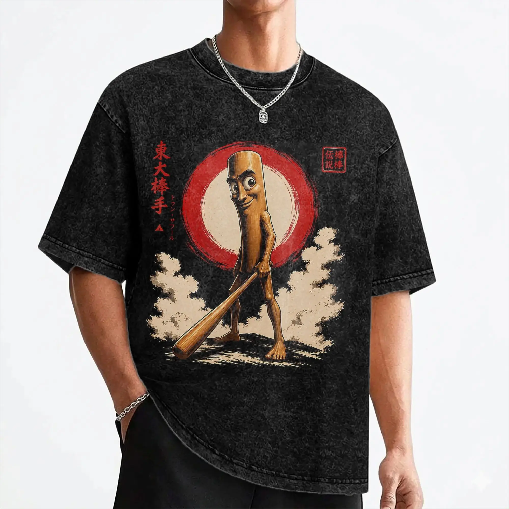 Washed T Shirt Tung Tung Tung Sahur Vintage Samurai Brainrot Hip Hop T-Shirts High Street  Streetwear Short Sleeve Tops Tees Men