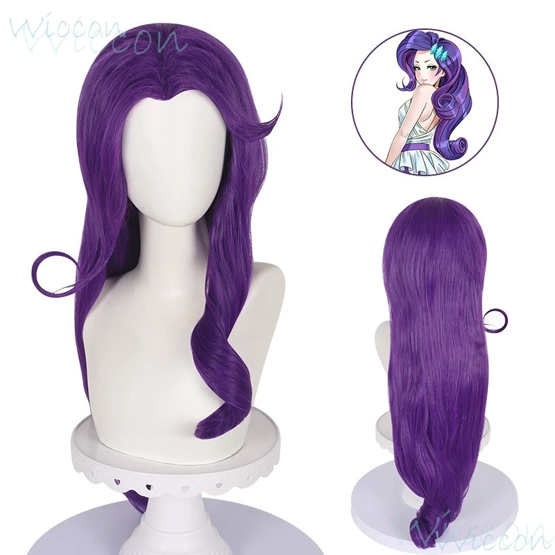 Anime Rarity Cos RR My Little Pony Cos Prop Cosplay Personification kawai Cute Lovely Purple Long Wavy Curls Wig Party for Women