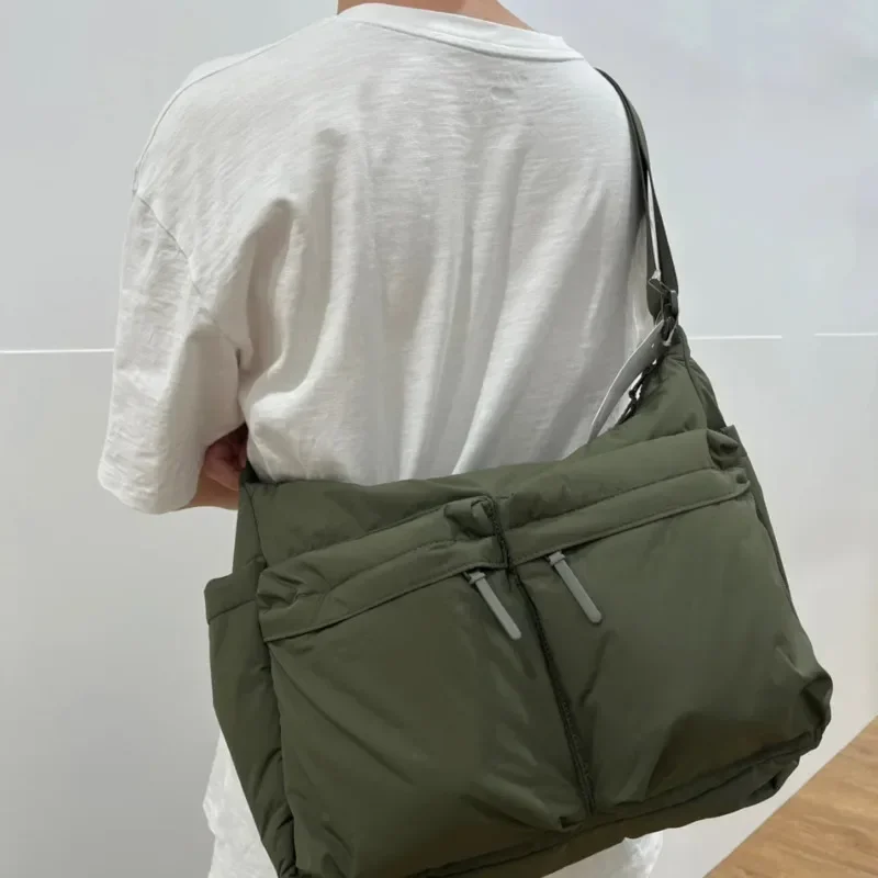 Bolso informal con cremallera de nailon para hombre, ropa de calle con múltiples bolsillos, bandolera deportiva impermeable, bolsos de alta capacidad para mujer