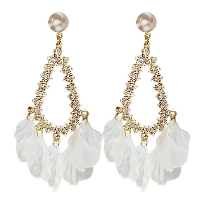 F92D Alloy Drop Earrings Featuring Shell and Zircon Design for Trendsetters