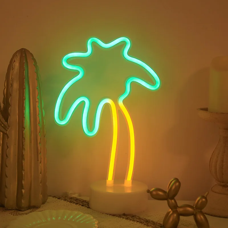 palm tree neon light, USB/battery powered, family bedroom birthday gift, summer party, wedding bar and restaurant decoration