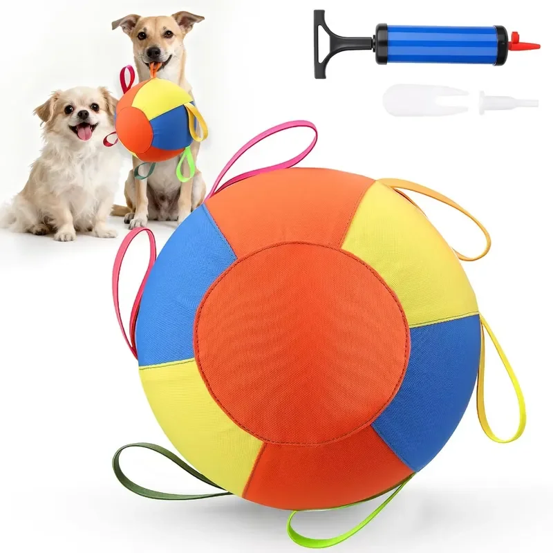 Tug of War Dog Toy with Handles Soccer Ball Toy Interactive Training Toy Herding Balls for Outdoor Use for Dogs