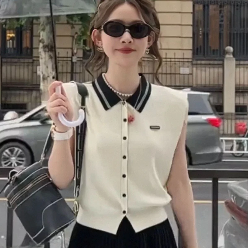 Summer Korean Style Fashion Casual College Style Lapel Loose Vest For Women