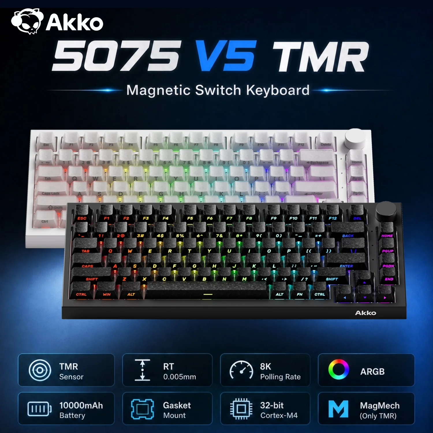 Akko TMR Magnetic Keyboard 5075 V5 75% RT0.005mm Compatible with Magnetic & Mechanical Switches 8K ARGB Hot-swap Keyboard Gasket