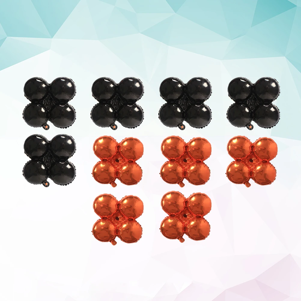 

10PCS Four Leaf Clover Balloons Aluminum Foil Halloween Party Decoration ange Black Color Festive Supplies Mylar Balloons Photo