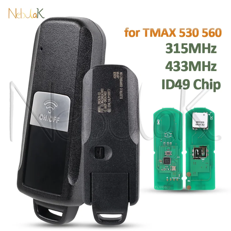 

Motorcycle Remote 315/433MHz for Yamaha TMAX530 TMAX560 Tmax 530 560 ID49 Chip 1 Button Smart Control Key Card Tag Battery Moto